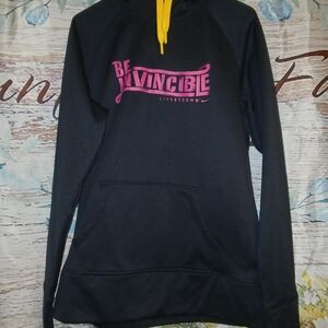 Nike Black Hoodie with Pink and Yellow Accents